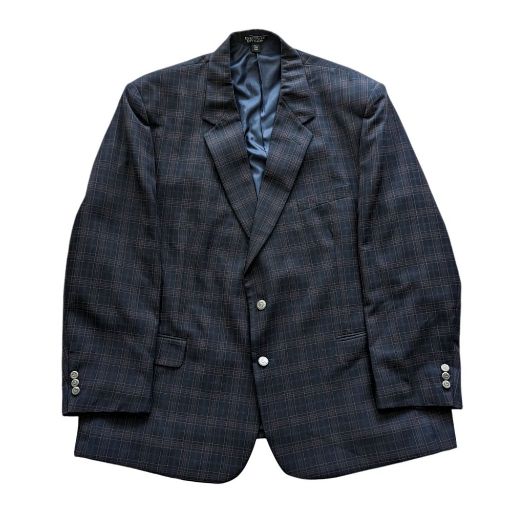 HABAND Executive Division Black Plaid Blazer Size 52R